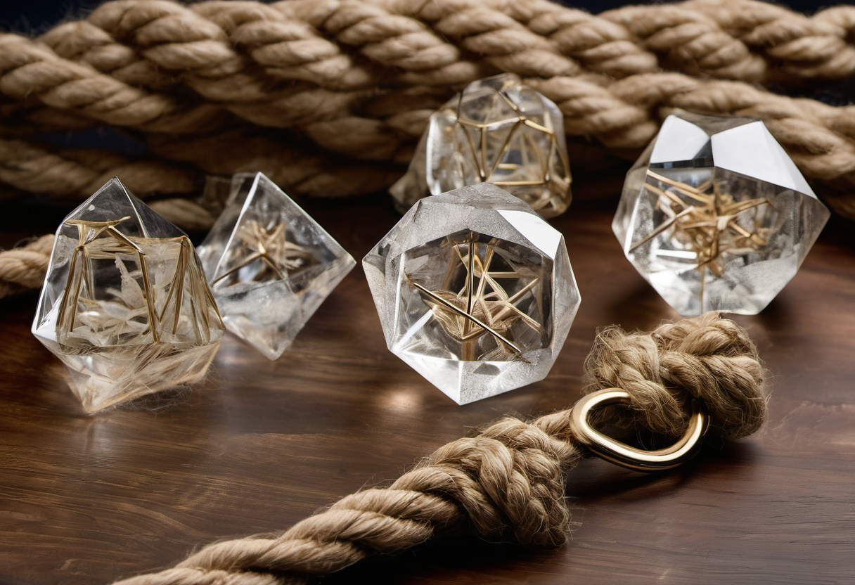 Clear dice with rope visible inside