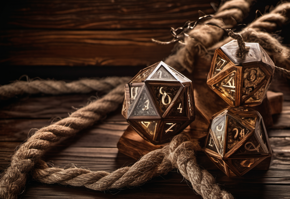 Complete set of dice with rope inclusions