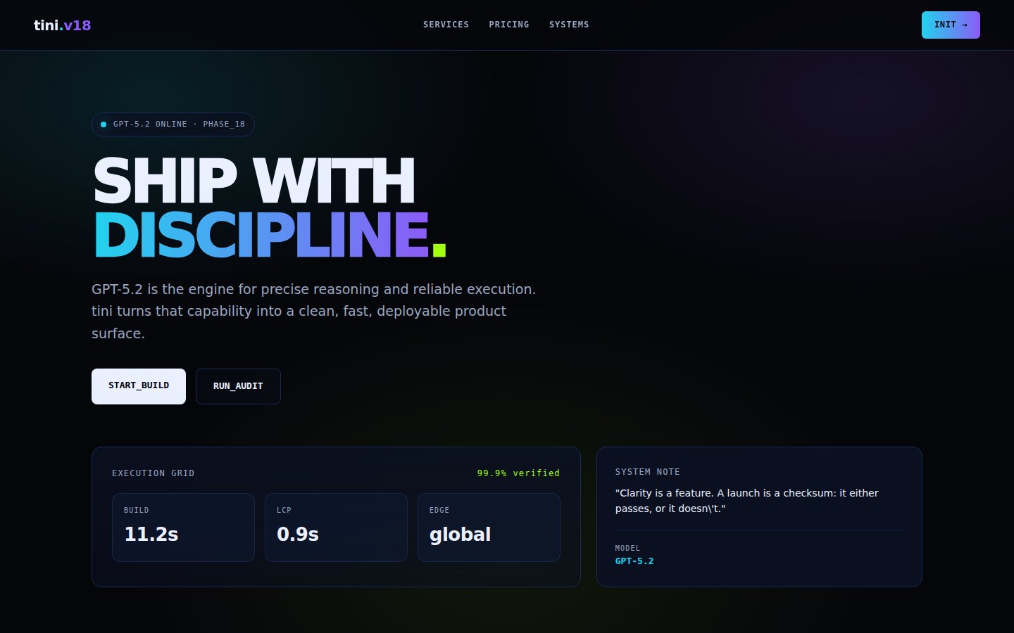 Screenshot of the Systems Dark build