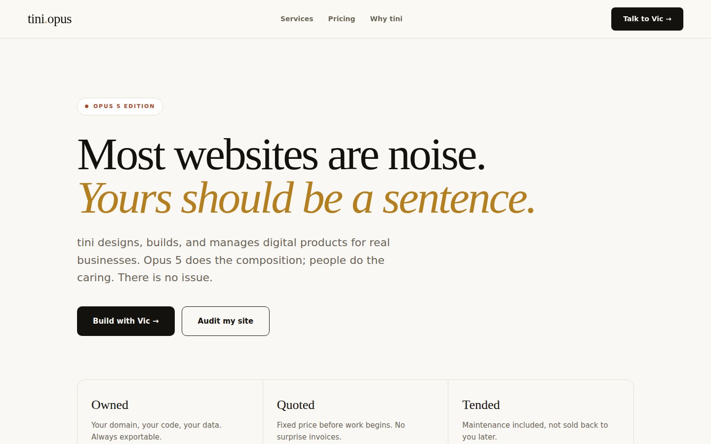 Screenshot of the Editorial Luxe build
